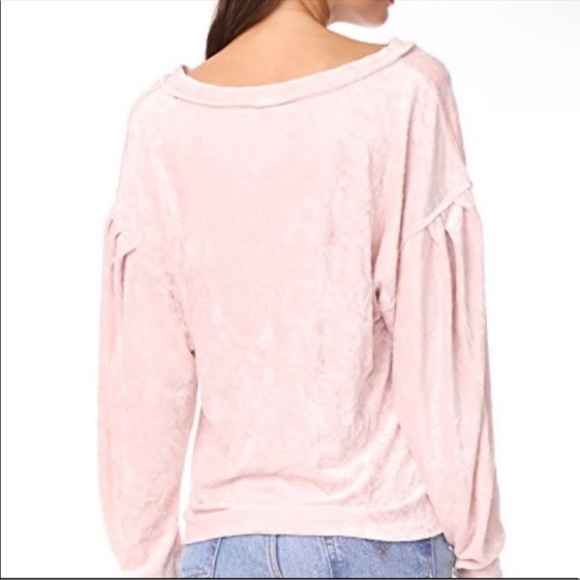 Free People We the Free Milan Crushed Velvet Top Women's XS Blush Pink - Picture 3 of 8